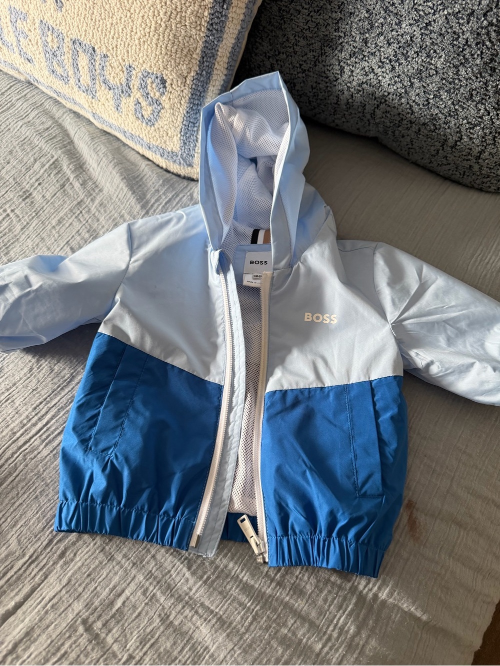 BOSS baby Two-Tone Light Blue & Royal Blue Hooded Rain Jacket
